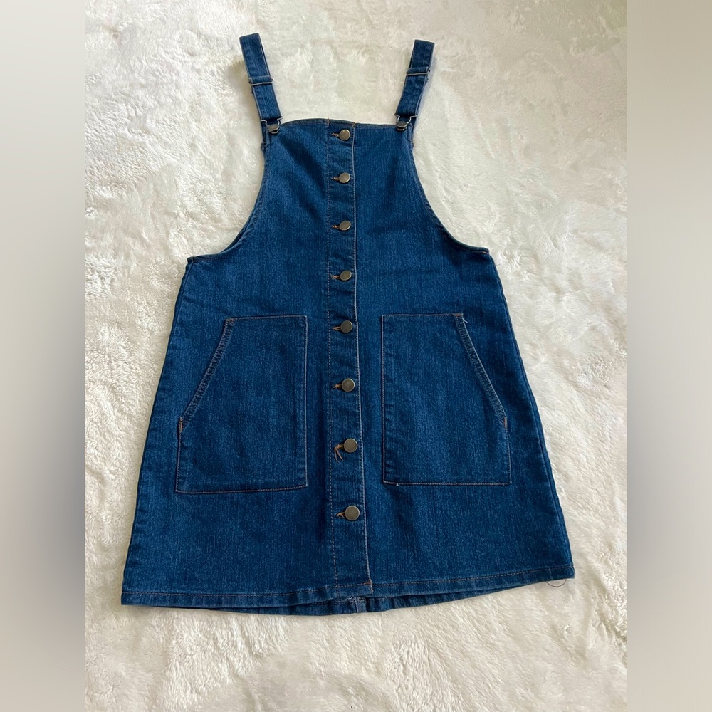 ⚡️SO Brand EUC Denim Pinafore Overall Y2K 90's Style Mini Dress
